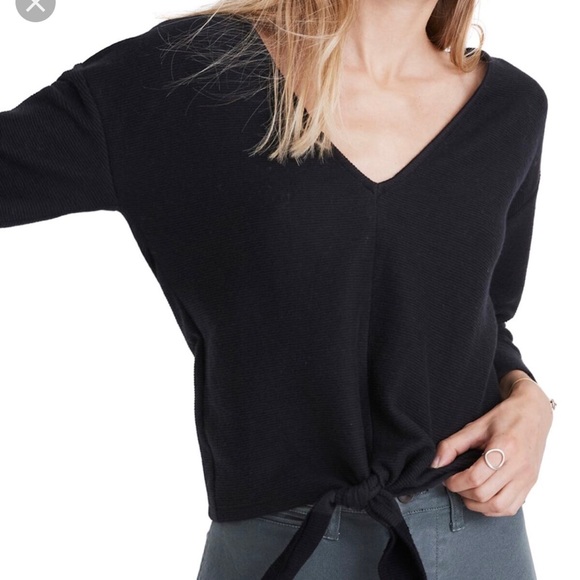 Madewell Texture & Thread Tie Front Top Small NWT - Picture 2 of 7